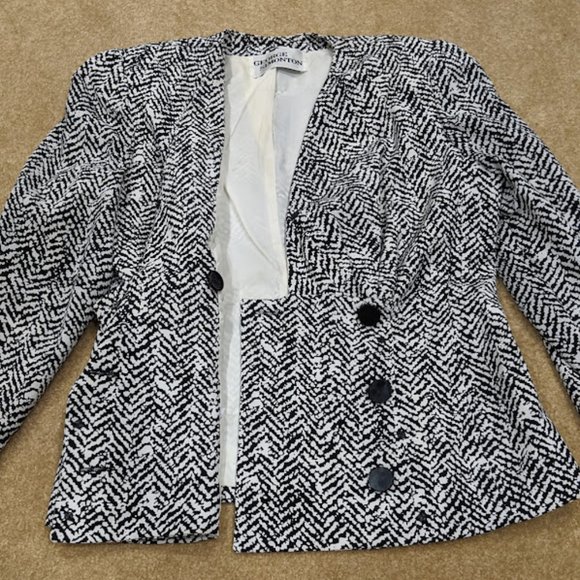Vintage George Simonton Skirt Suit Black & White Patterned - Picture 4 of 10